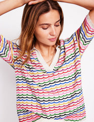 Boden Collared Henley Sweater - Multi, Rainbow