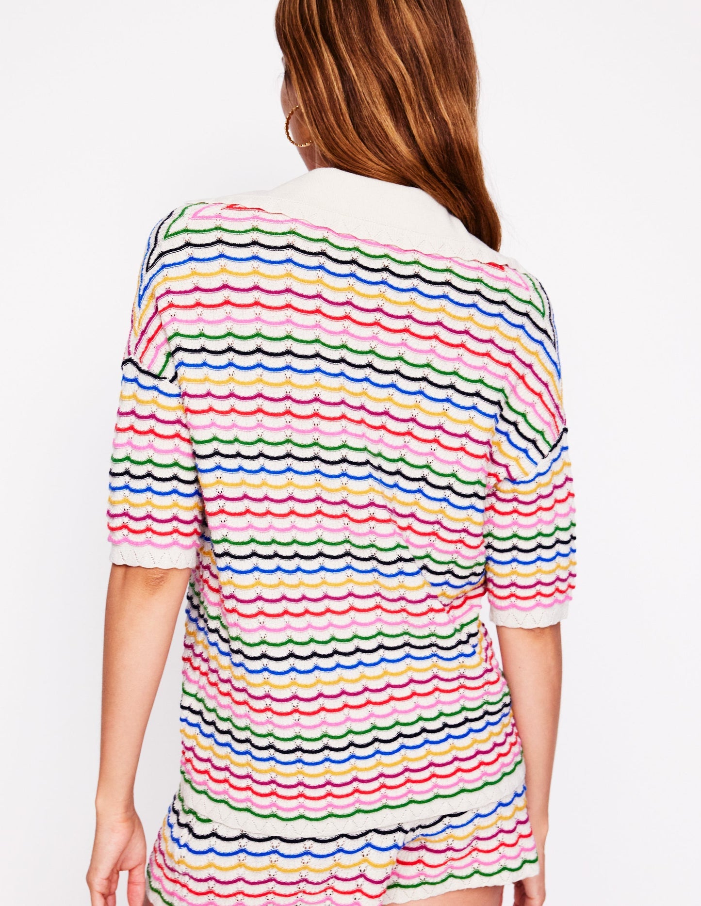 Boden Collared Henley Sweater - Multi, Rainbow