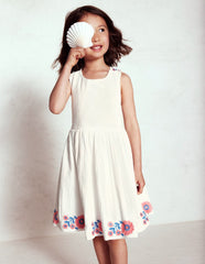 Boden Harper Cross - Back Dress - White Embroidered