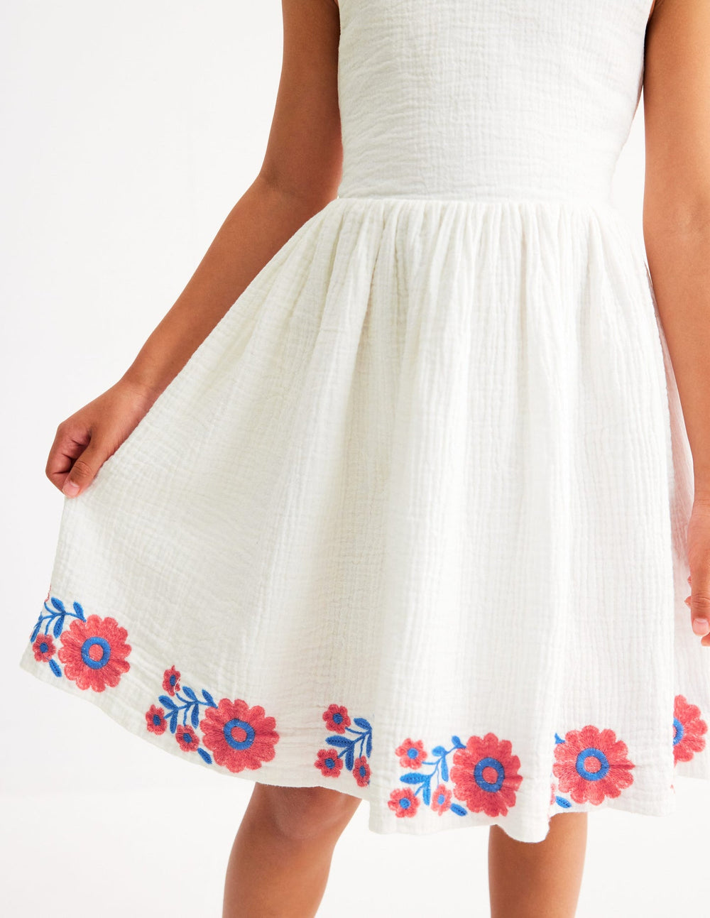 Boden Harper Cross - Back Dress - White Embroidered