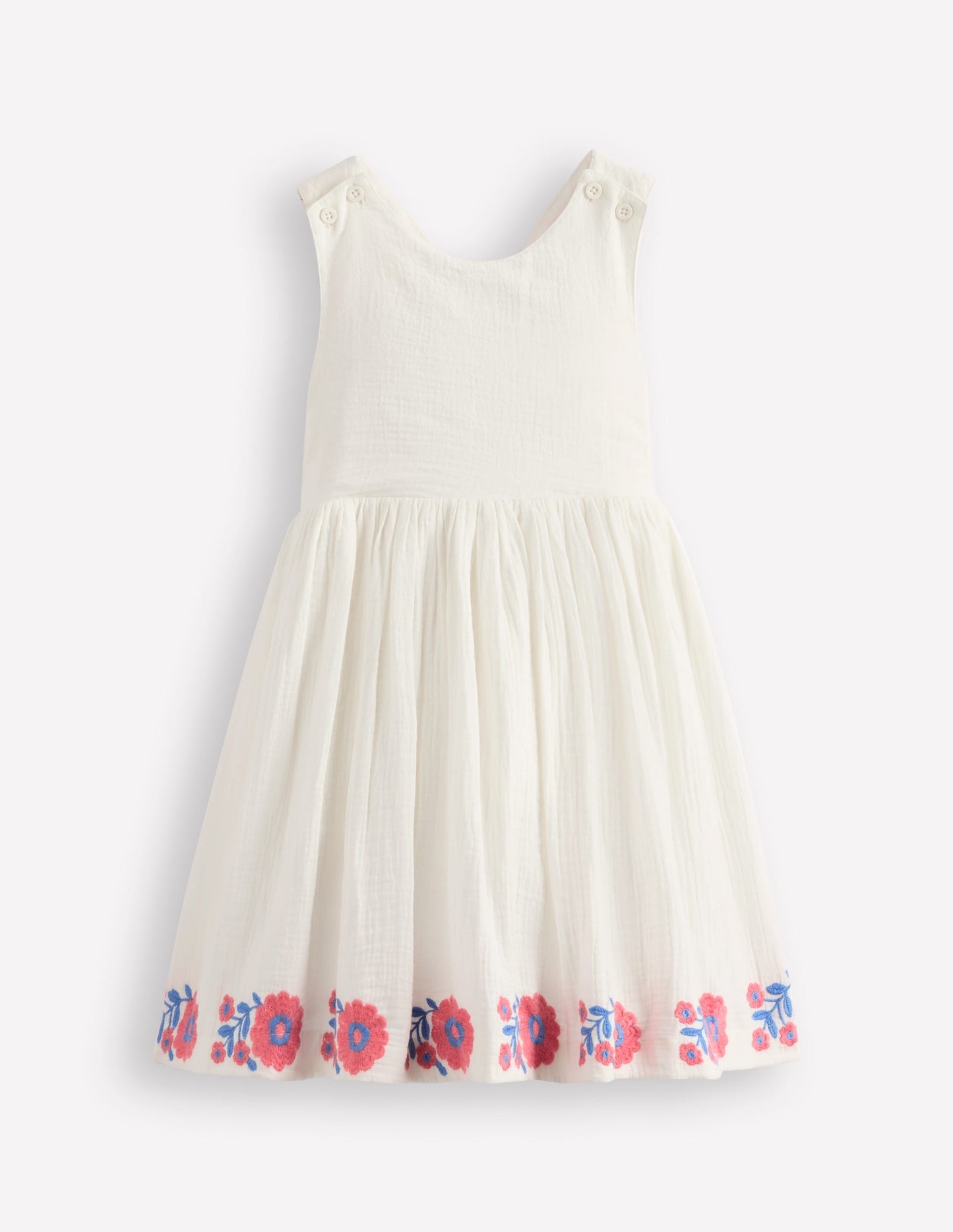 Boden Harper Cross - Back Dress - White Embroidered