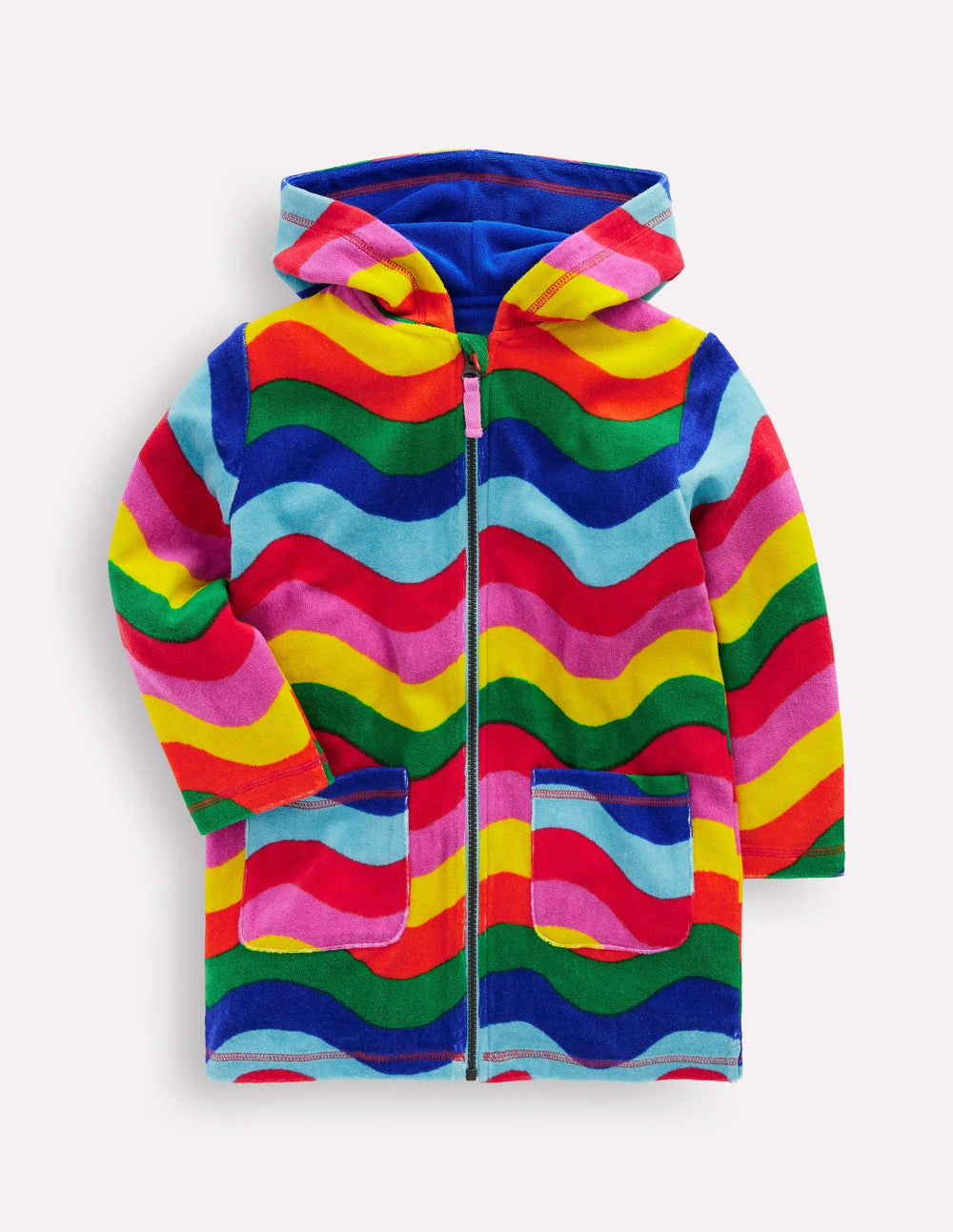 Boden Romie Towelling Zip Throw - On - Multi Wave Stripe