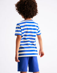 Boden Short Sleeve Bouclé T-shirt - Gallery Blue/ Ivory Fruit Face