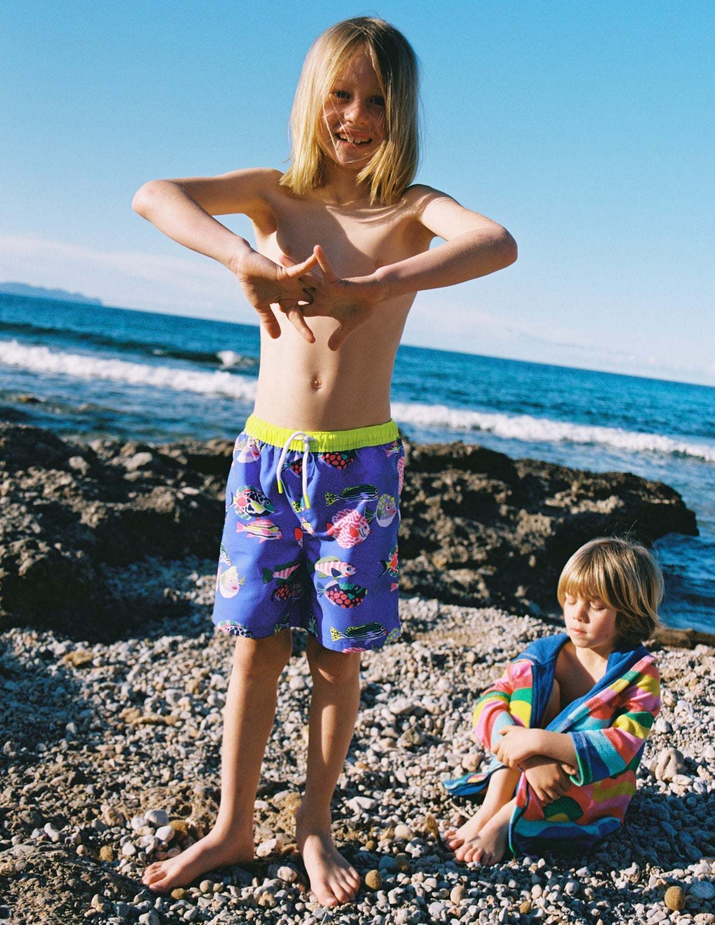 Boden Swim Shorts - Blue Heron Fish