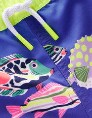 Boden Swim Shorts - Blue Heron Fish