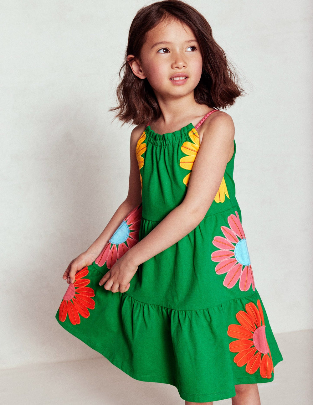 Boden Enola Hotchpotch Jersey Dress - Rich Emerald Flowers