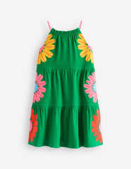 Boden Enola Hotchpotch Jersey Dress - Rich Emerald Flowers