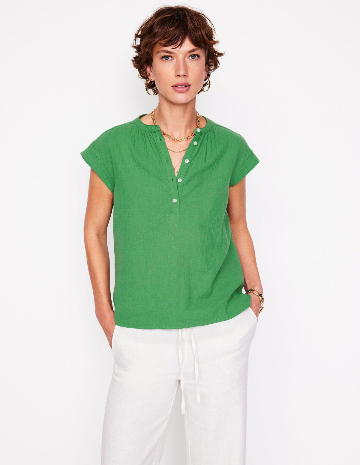 Boden Sleeveless Double Cloth Top - Paradise Green