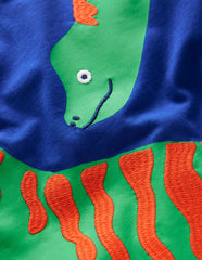 Boden Fun Graphic T-shirt - Bright Blue Dino