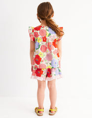 Boden Frill Sleeve Woven Top - Multi Summer Garden
