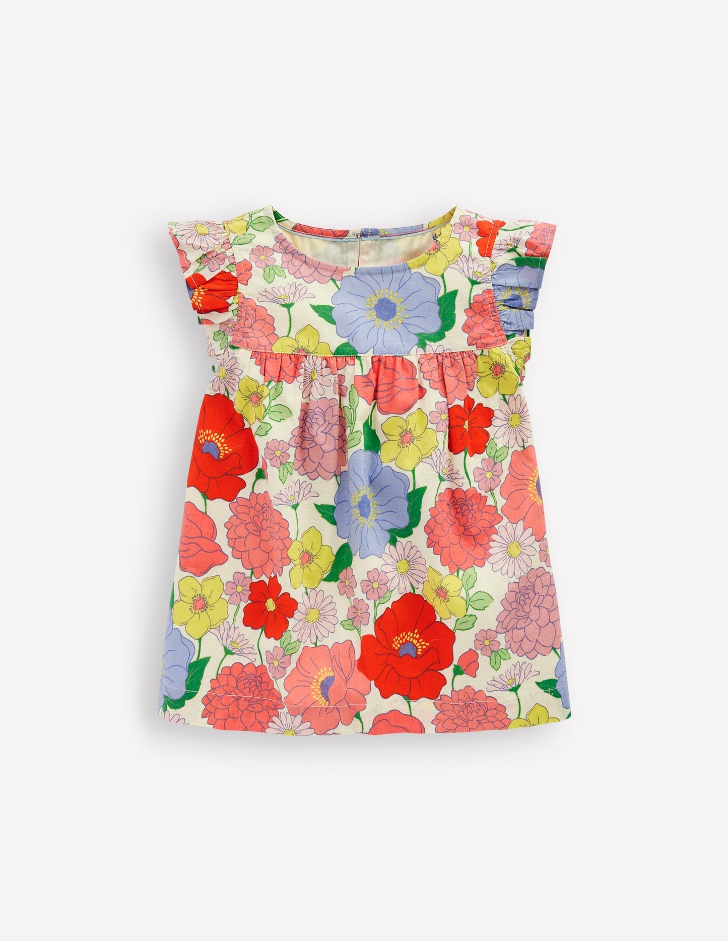 Boden Frill Sleeve Woven Top - Multi Summer Garden