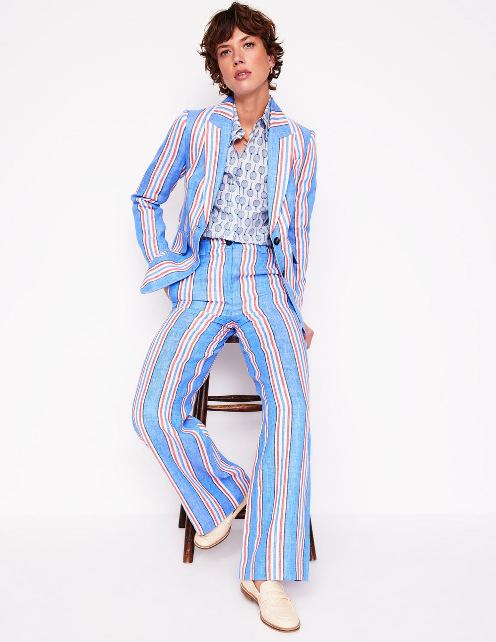 Boden Sienna Cotton Shirt - Ivory, Tennis