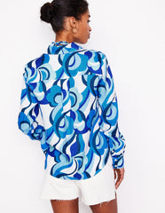 Boden Sienna Linen Shirt - Multi Abstract Swirl