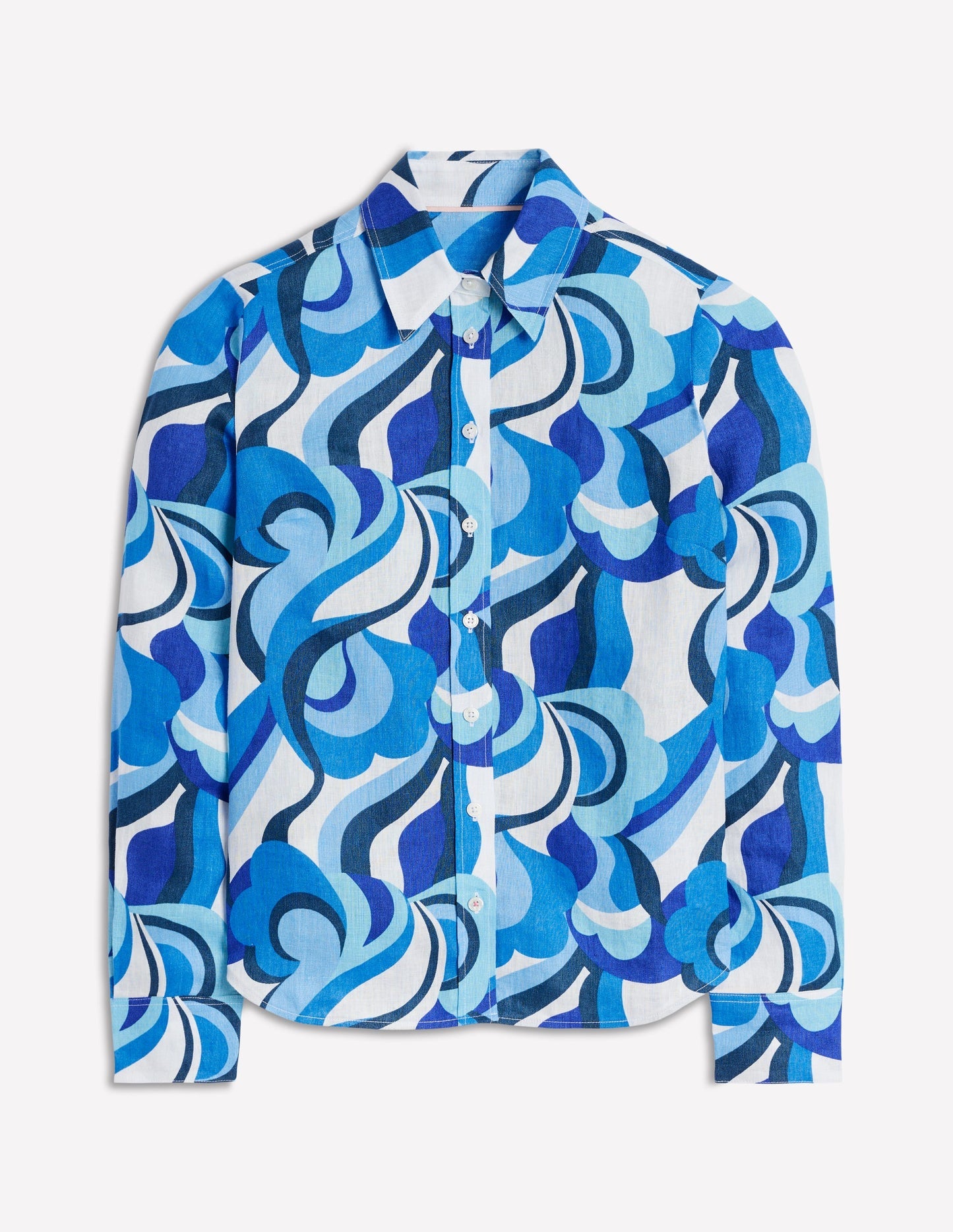 Boden Sienna Linen Shirt - Multi Abstract Swirl