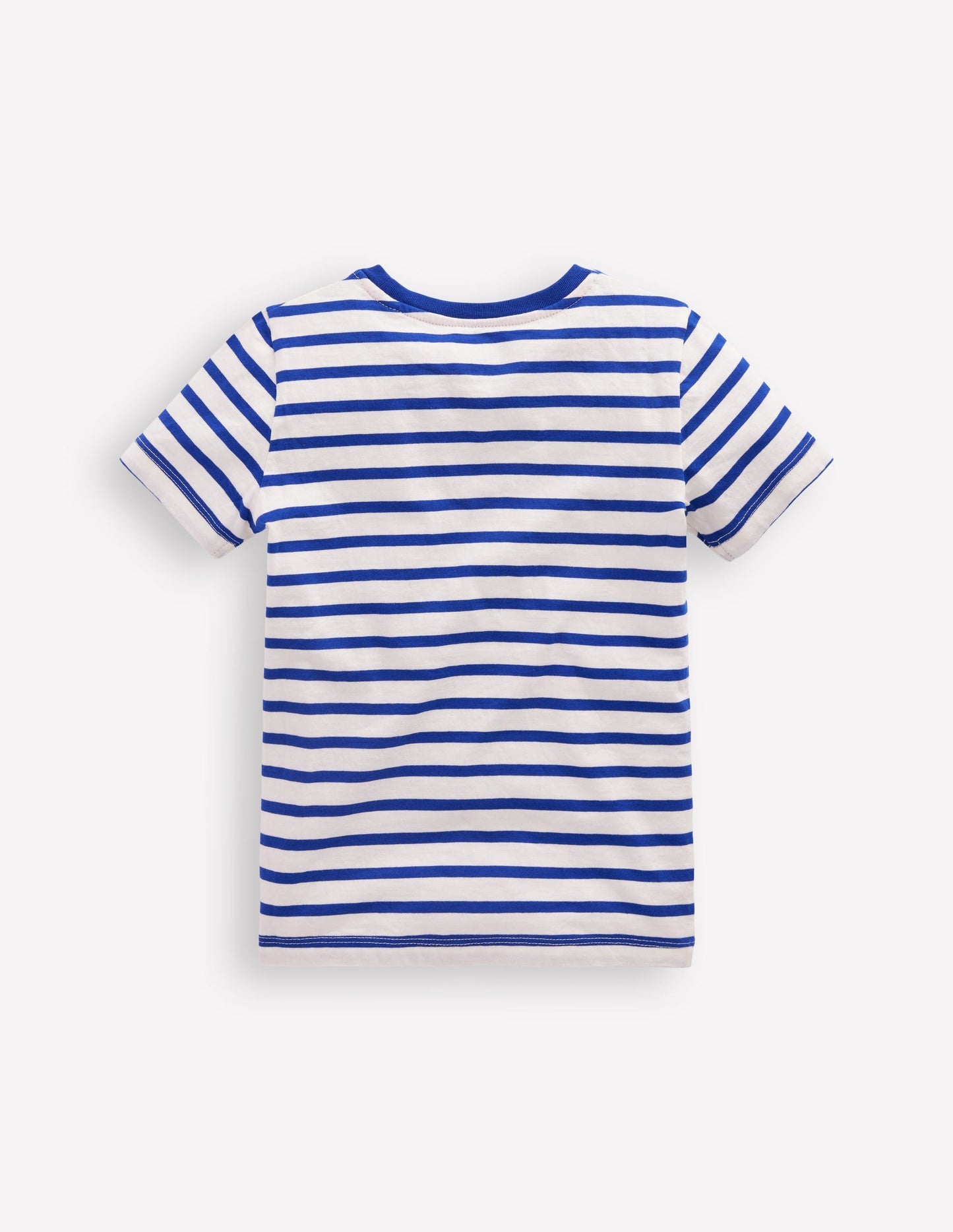 Boden Short Sleeve Appliqué T-shirt - Bright Blue Stripe Fruit Dogs