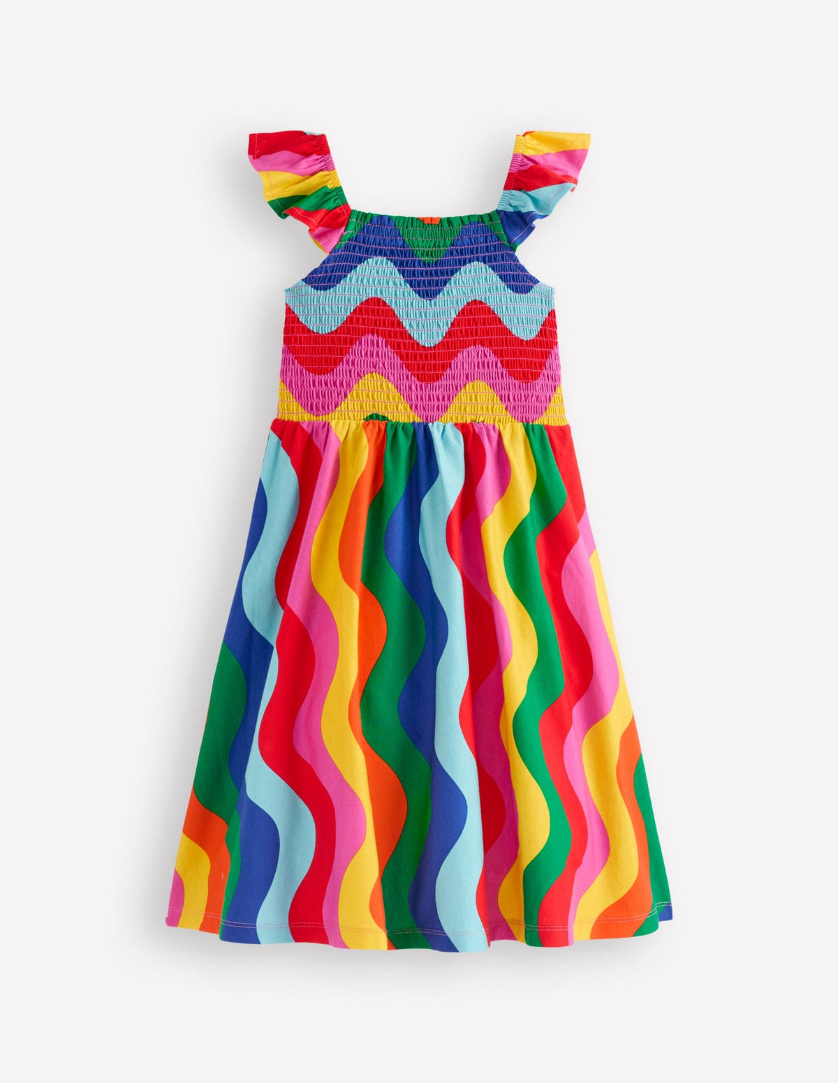 Boden Willa Shirred Jersey Dress - Multi Wave Stripe