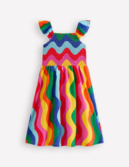 Boden Willa Shirred Jersey Dress - Multi Wave Stripe