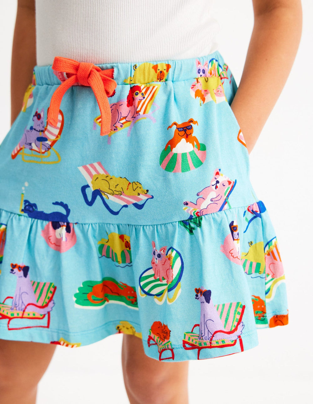 Boden Tiered Jersey Skort - Caribbean Blue Poolside Pets