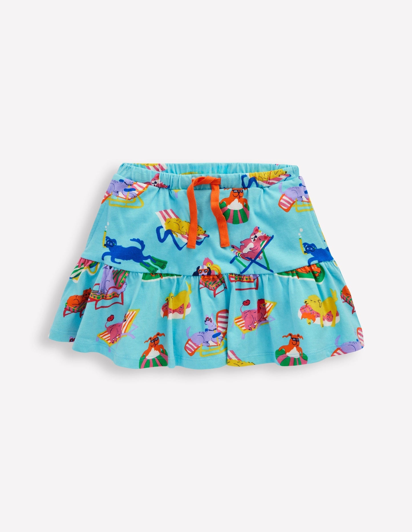 Boden Tiered Jersey Skort - Caribbean Blue Poolside Pets
