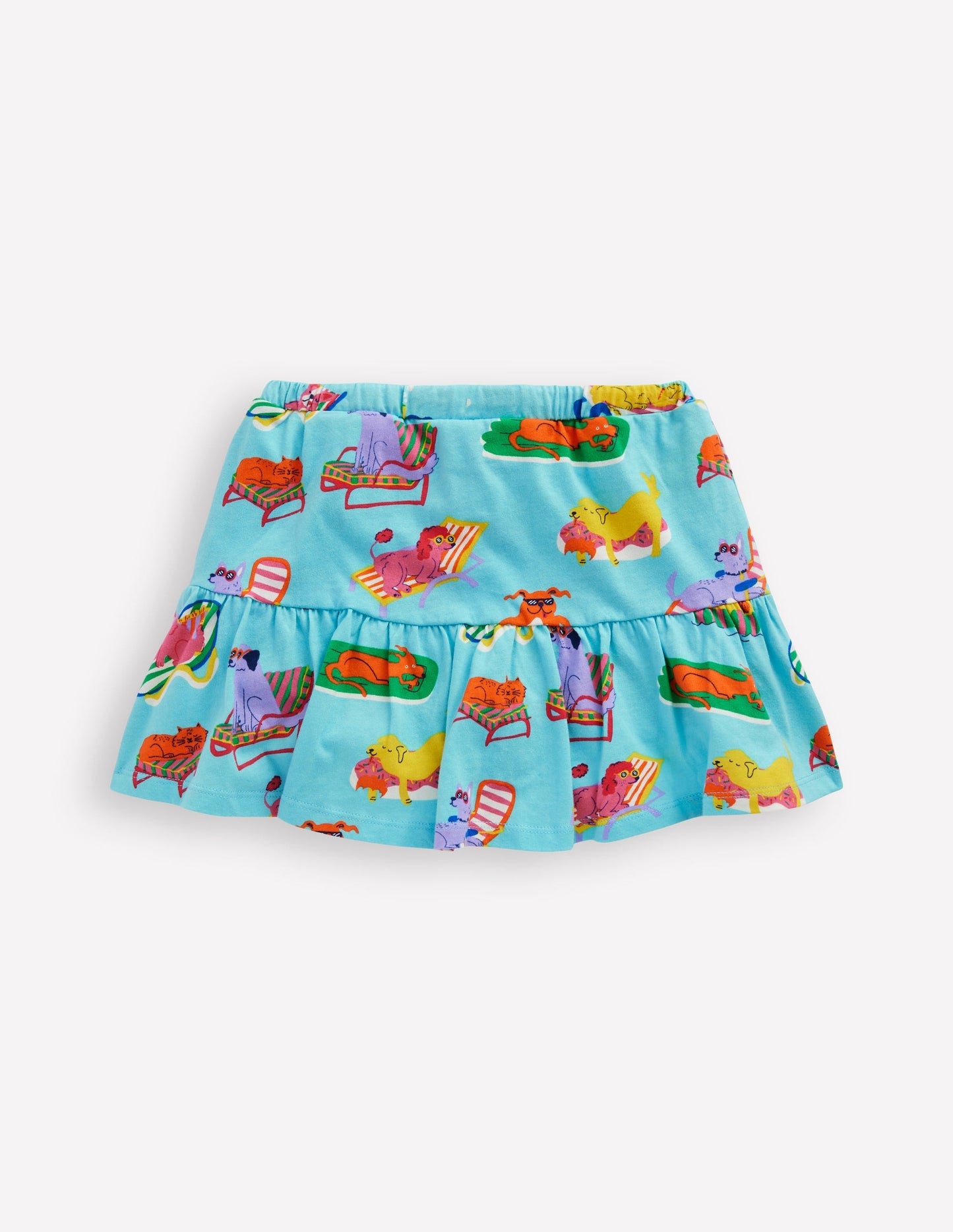 Boden Tiered Jersey Skort - Caribbean Blue Poolside Pets