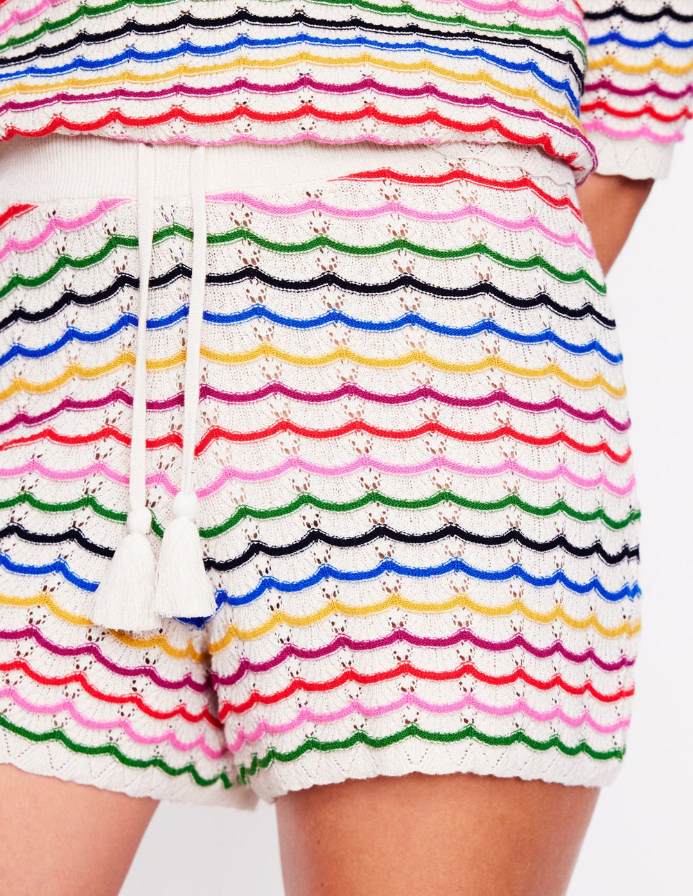 Boden Textured Knitted Shorts - Multi Stripe