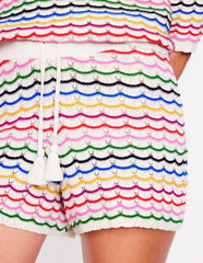 Boden Textured Knitted Shorts - Multi Stripe