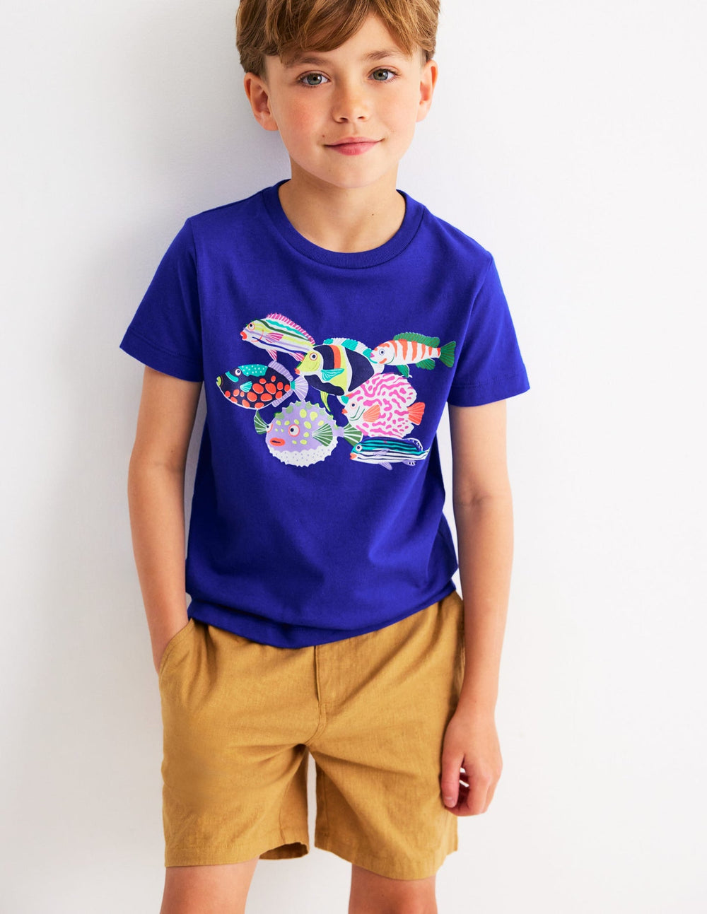 Boden Short Sleeve Riso T-shirt - Blue Heron Fish