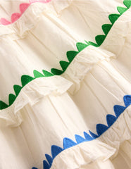 Boden Ruffle Midi Skirt - Soft Ivory Rainbow