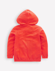 Boden Zip - Through Towelling Hoodie - Coral Orange Flowers