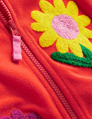 Boden Zip - Through Towelling Hoodie - Coral Orange Flowers