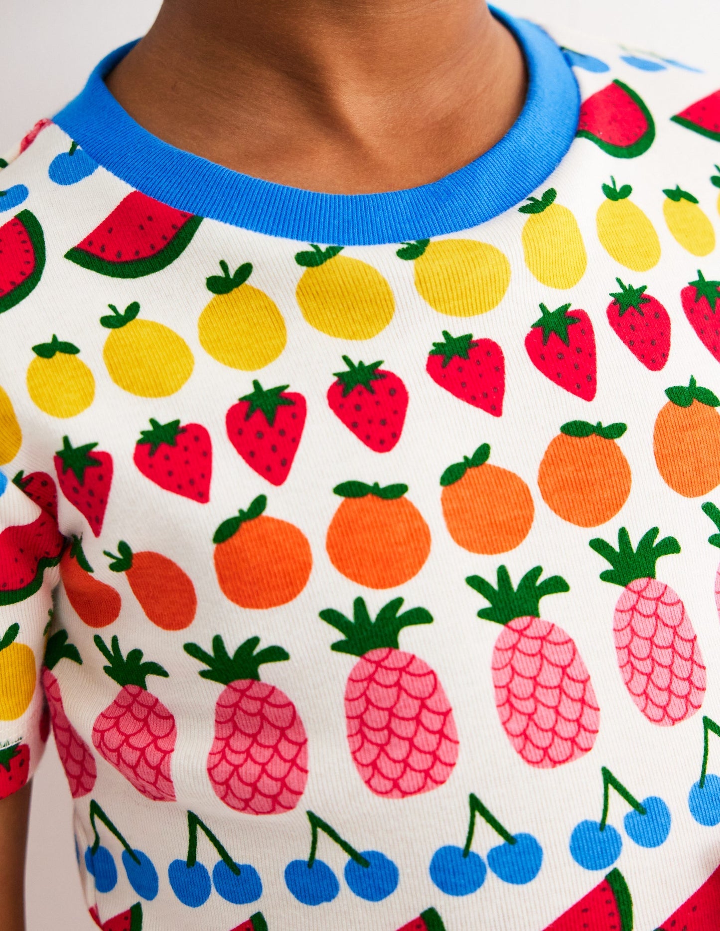 Boden Snug Short John Pajamas - Fruit Stripe