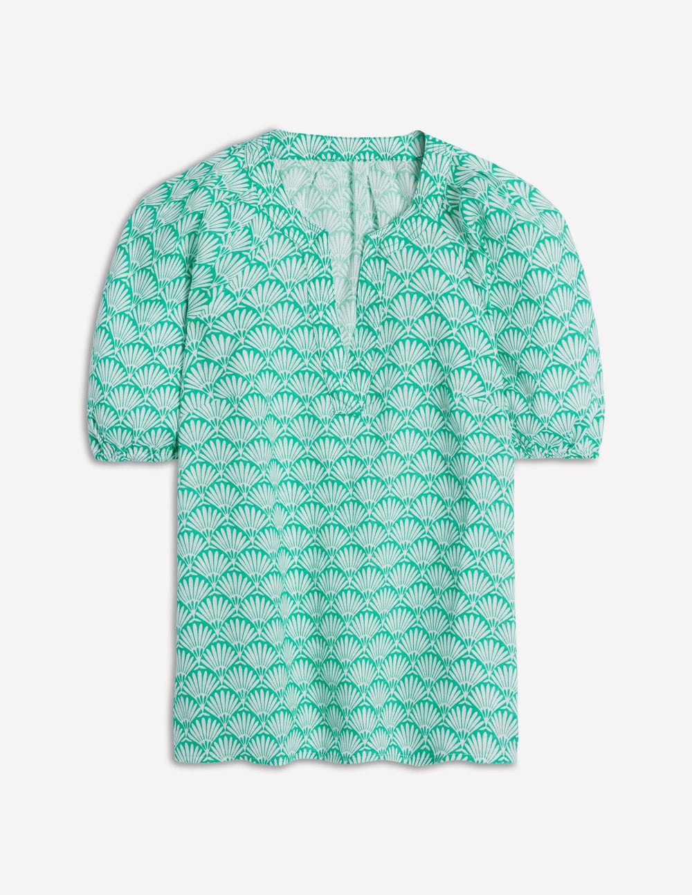 Boden Brooke Linen Top - Aquamarine, Deco Palm