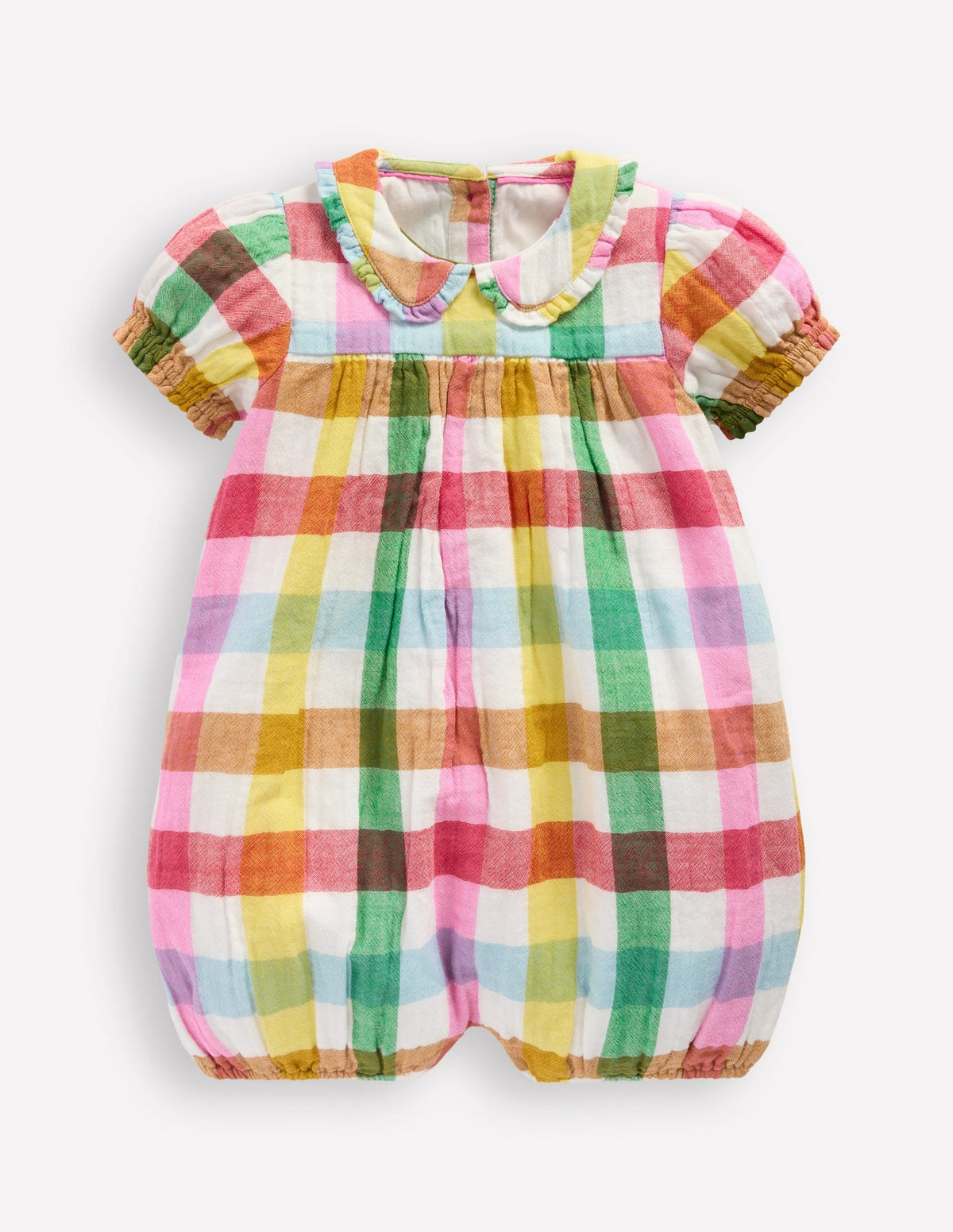 Boden Double Cloth Romper - Multi Check
