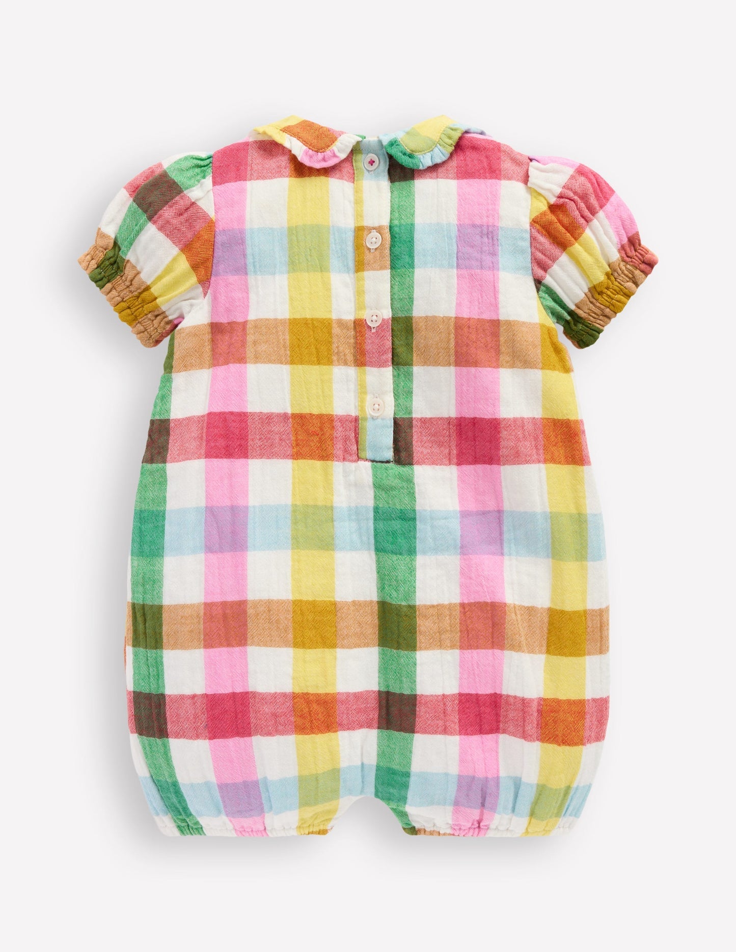 Boden Double Cloth Romper - Multi Check