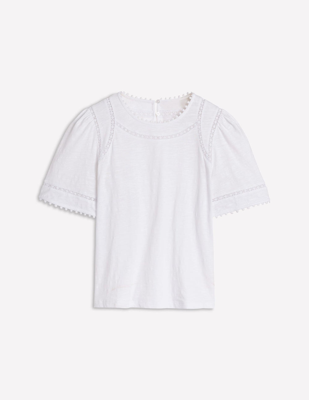 Boden Mila Lace Trim Top - White