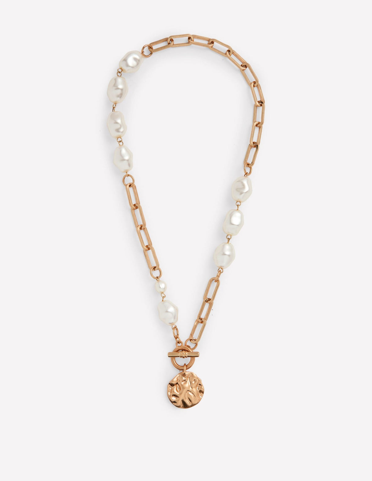 Boden Weathered Faux Pearl Necklace - Gold/Pearl