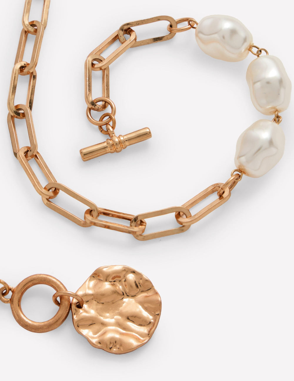 Boden Weathered Faux Pearl Necklace - Gold/Pearl