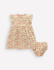 Boden Jersey Frill Sleeve Dress - Multi Summer Flowerbed