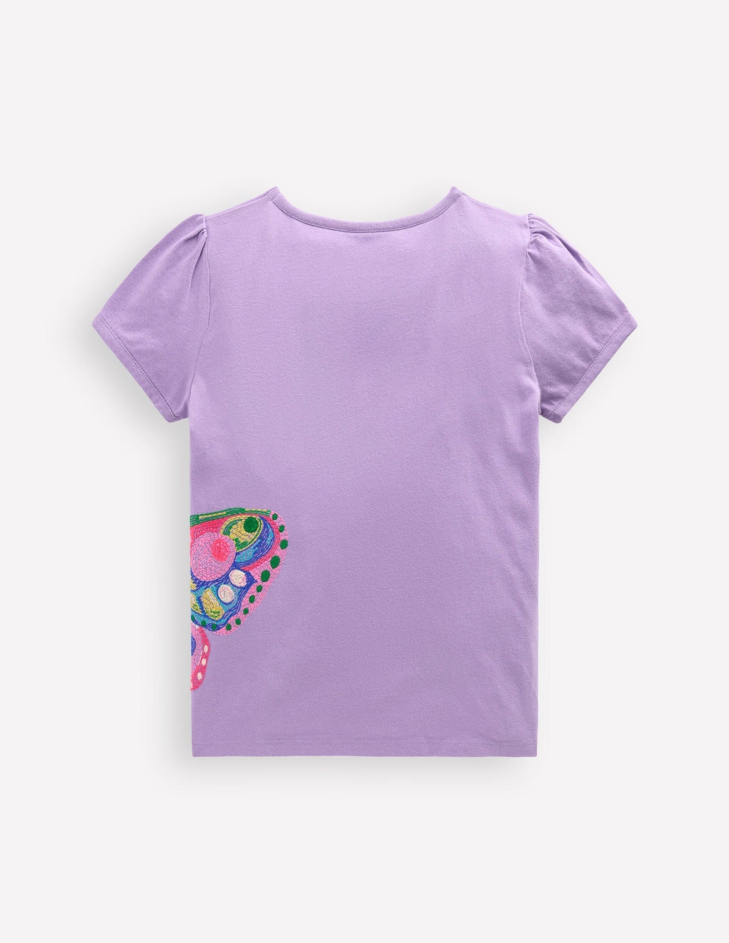 Boden Puff Sleeve Superstitch Top - Parma Violet Purple Butterfly