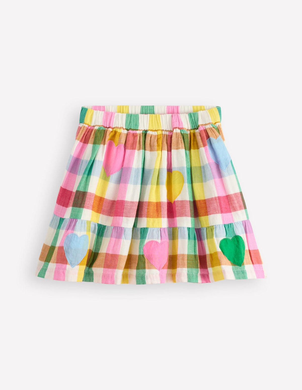 Boden Double Cloth Printed Skirt - Multi Heart Check