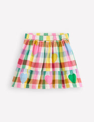 Boden Double Cloth Printed Skirt - Multi Heart Check