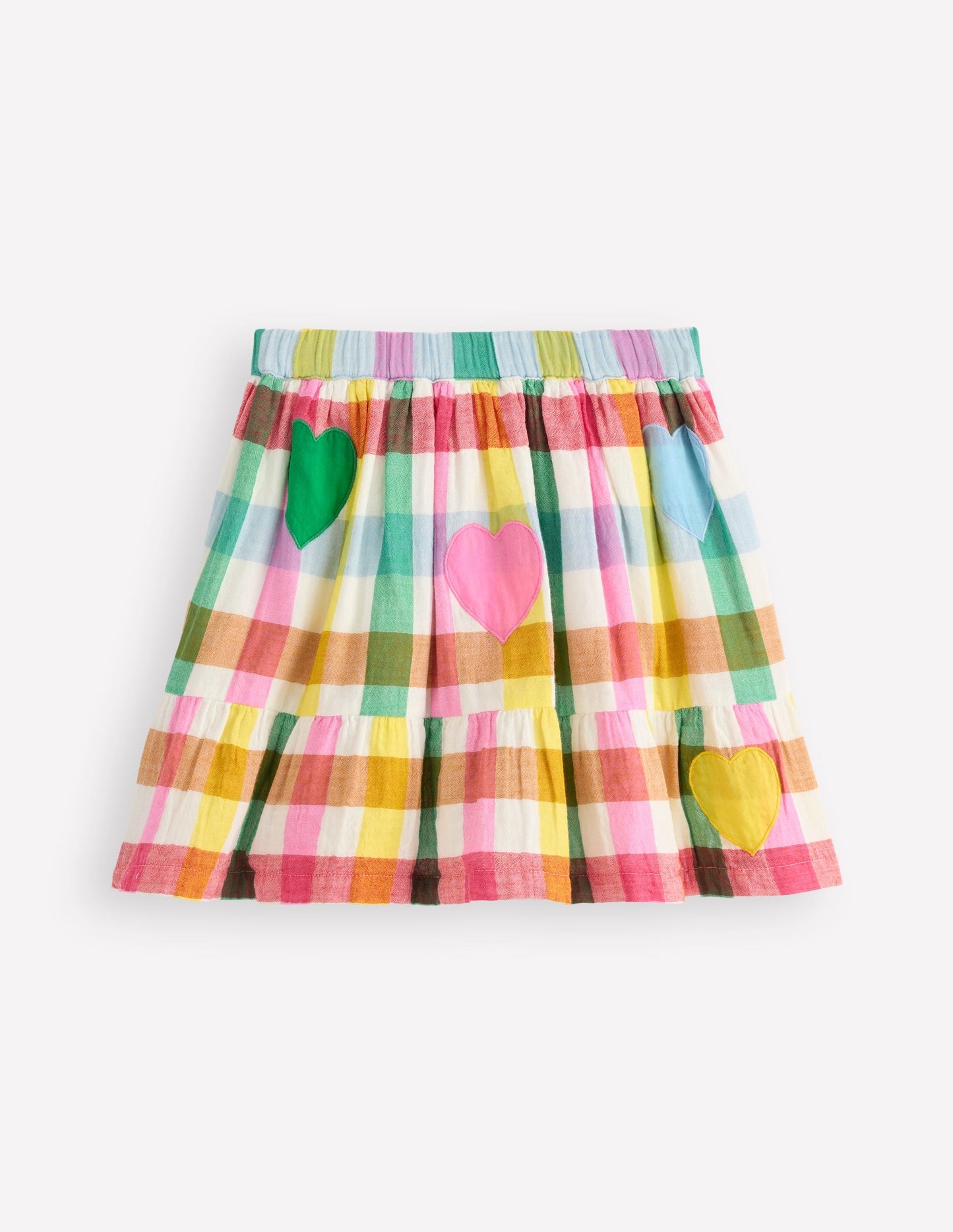 Boden Double Cloth Printed Skirt - Multi Heart Check
