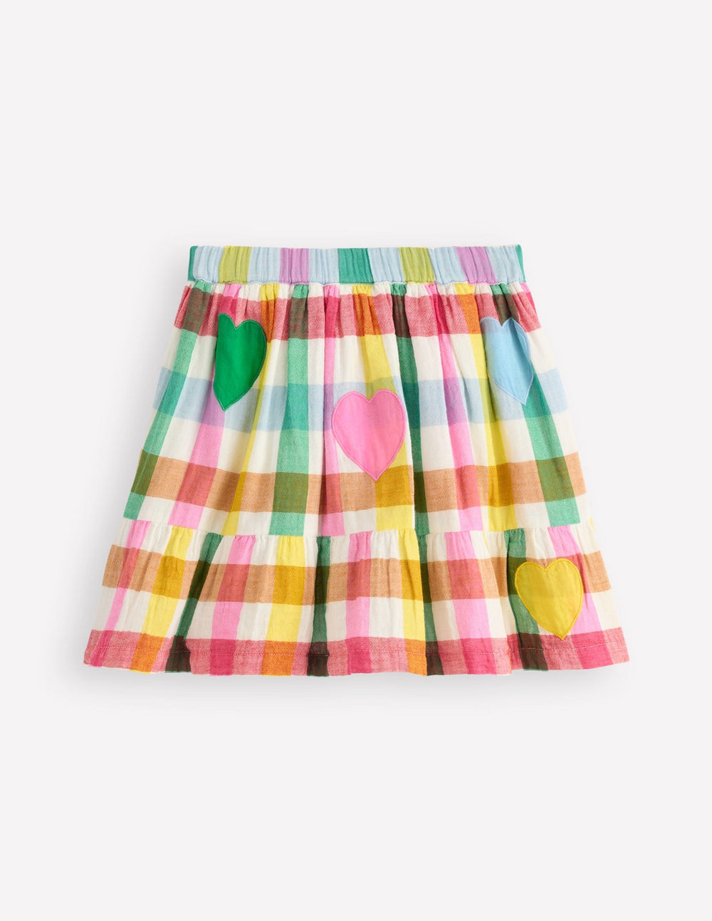 Boden Double Cloth Printed Skirt - Multi Heart Check
