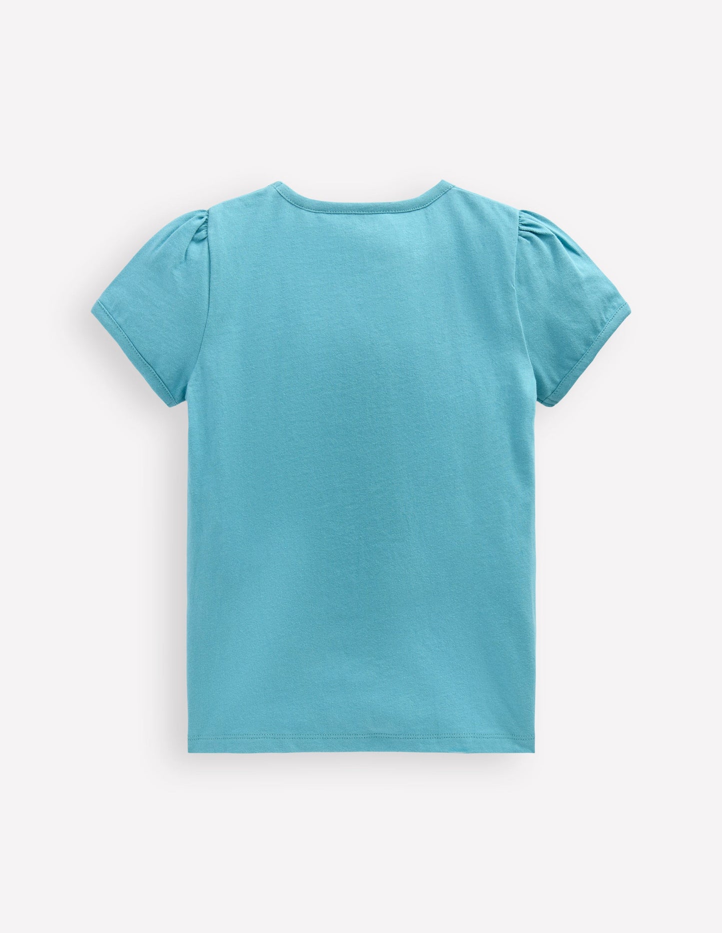 Boden Puff Sleeve Superstitch Top - Aqua Sea Blue Fish