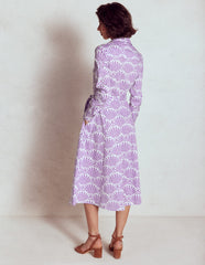 Boden Amy Cotton Midi Shirt Dress - Pretty Violet, Deco Palm