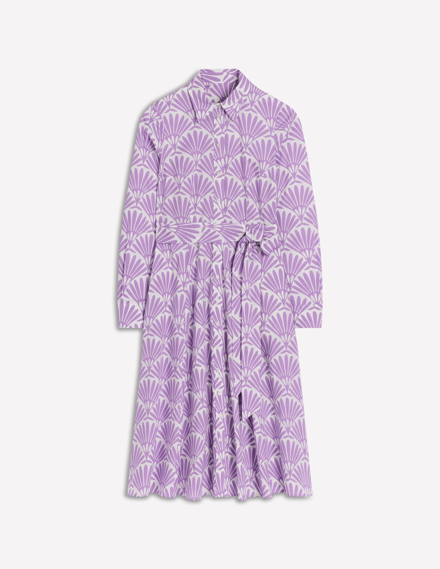 Boden Amy Cotton Midi Shirt Dress - Pretty Violet, Deco Palm