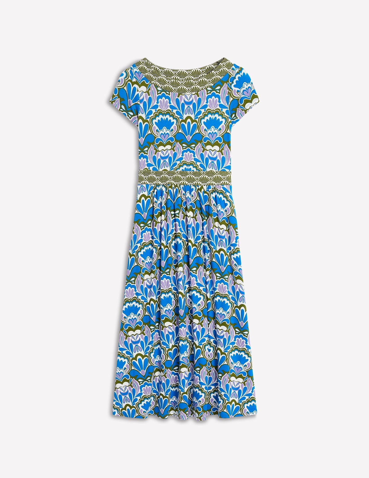 Boden Melanie Jersey Midi Dress - Kingfisher Blue, Freesia Stamp