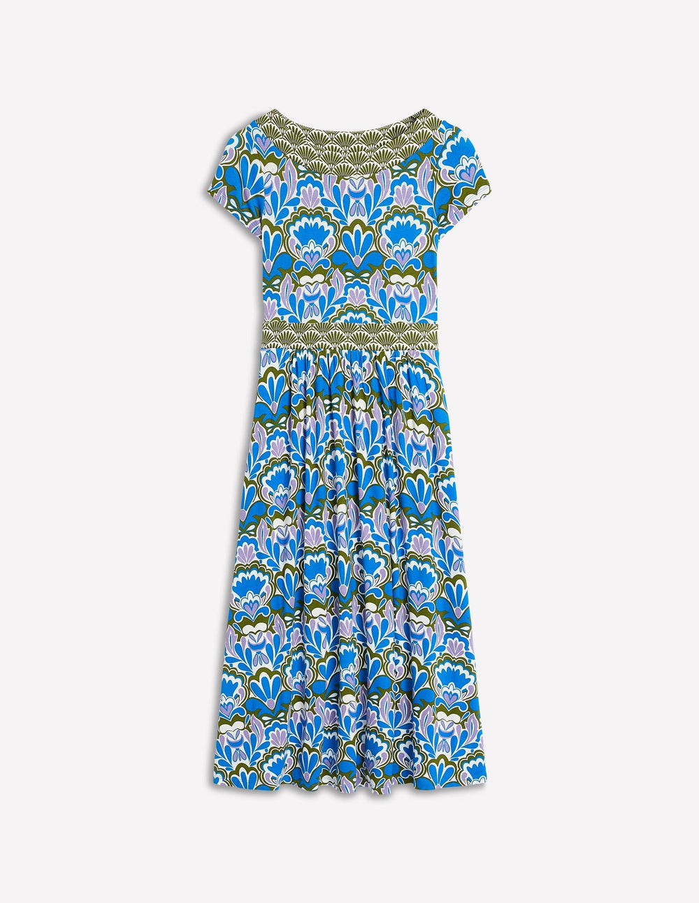 Boden Melanie Jersey Midi Dress - Kingfisher Blue, Freesia Stamp