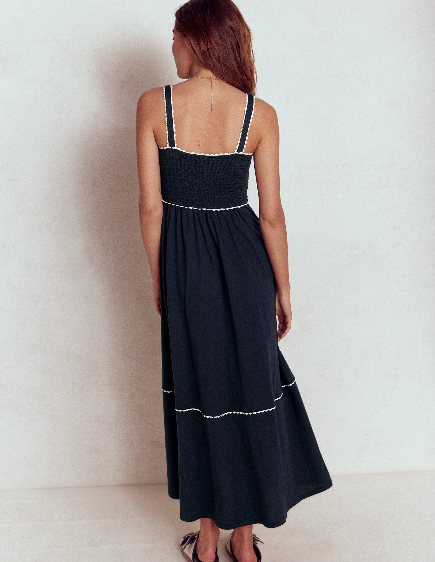 Boden Smocked Trim Maxi Dress - Navy