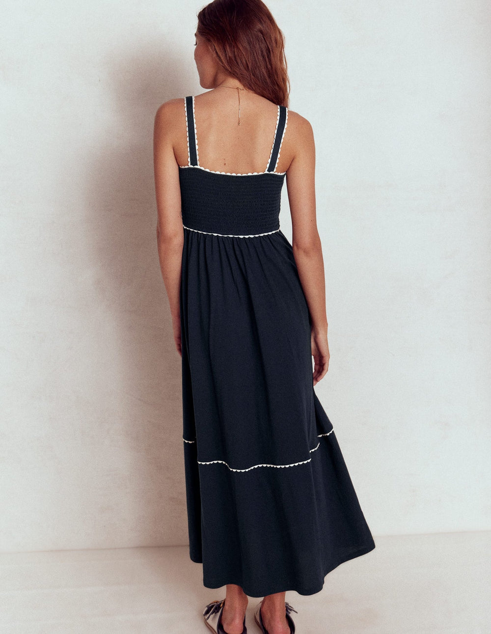 Boden Smocked Trim Maxi Dress - Navy